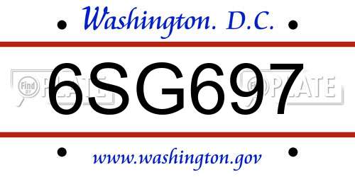 6SG697 District Of Columbia License Plate