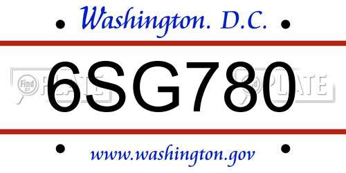 6SG780 District Of Columbia License Plate