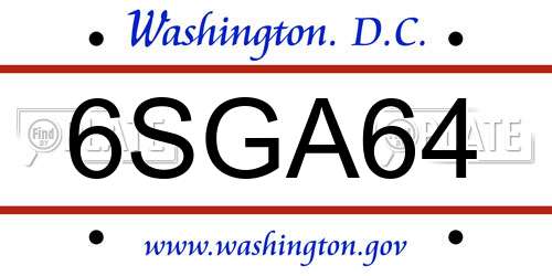 6SGA64 District Of Columbia License Plate