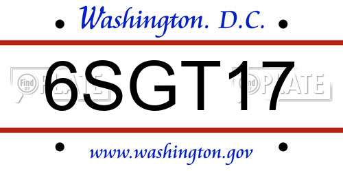 6SGT17 District Of Columbia License Plate
