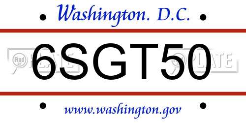 6SGT50 District Of Columbia License Plate