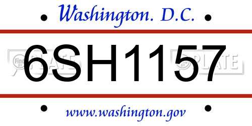 6SH1157 District Of Columbia License Plate