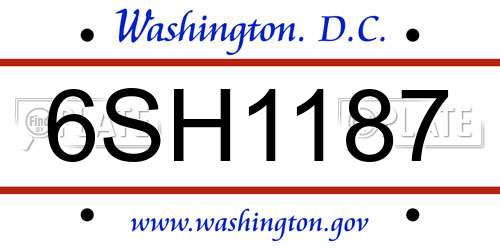 6SH1187 District Of Columbia License Plate