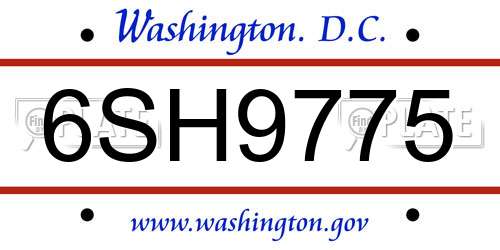 6SH9775 District Of Columbia License Plate