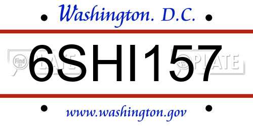 6SHI157 District Of Columbia License Plate