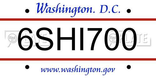6SHI700 District Of Columbia License Plate