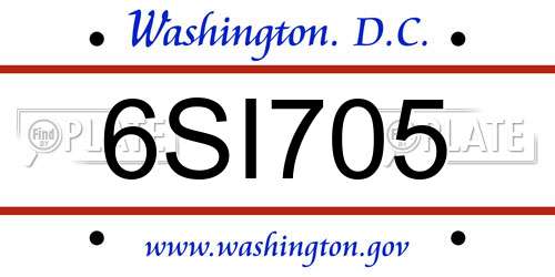 6SI705 District Of Columbia License Plate