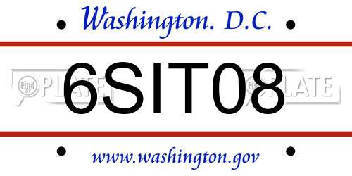 6SIT08 District Of Columbia License Plate