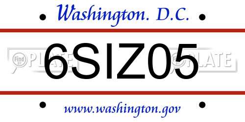6SIZ05 District Of Columbia License Plate