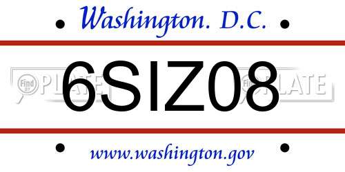 6SIZ08 District Of Columbia License Plate