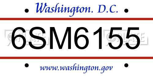 6SM6155 District Of Columbia License Plate
