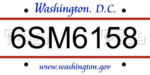 6SM6158 District Of Columbia License Plate