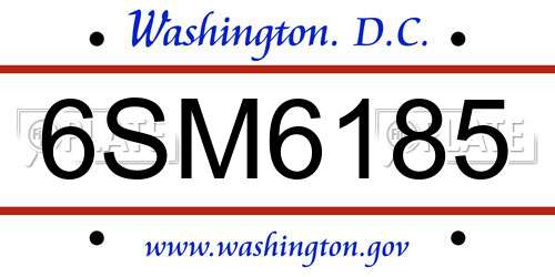 6SM6185 District Of Columbia License Plate