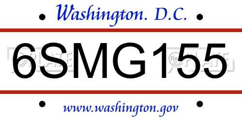 6SMG155 District Of Columbia License Plate