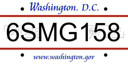 6SMG158 District Of Columbia License Plate