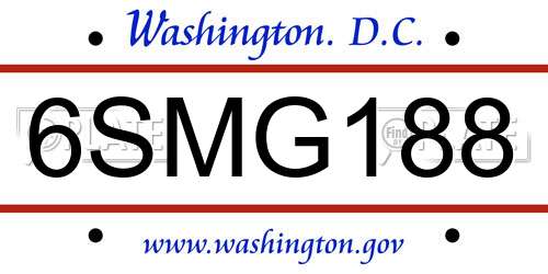 6SMG188 District Of Columbia License Plate