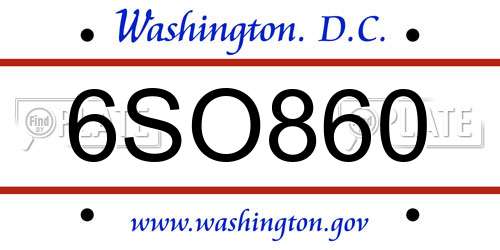 6SO860 District Of Columbia License Plate