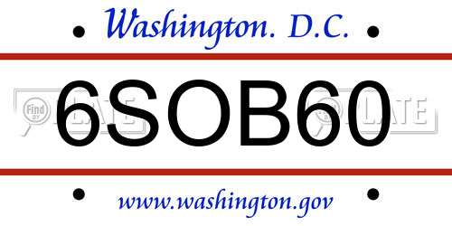 6SOB60 District Of Columbia License Plate