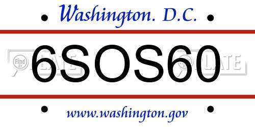 6SOS60 District Of Columbia License Plate