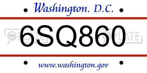 6SQ860 District Of Columbia License Plate