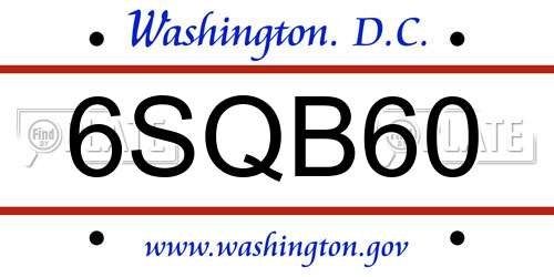 6SQB60 District Of Columbia License Plate