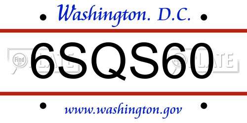 6SQS60 District Of Columbia License Plate