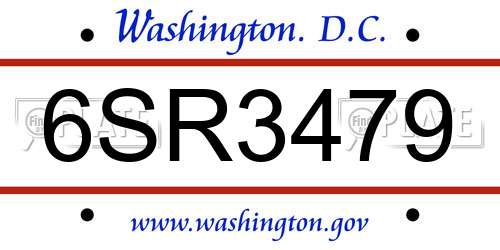 6SR3479 District Of Columbia License Plate