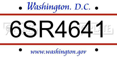 6SR4641 District Of Columbia License Plate
