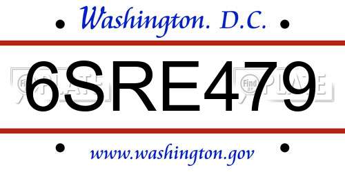 6SRE479 District Of Columbia License Plate