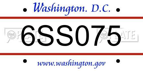 6SS075 District Of Columbia License Plate