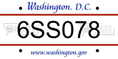 6SS078 District Of Columbia License Plate