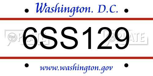 6SS129 District Of Columbia License Plate
