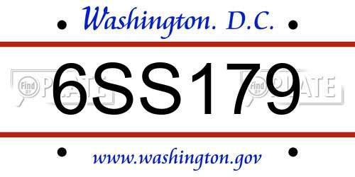 6SS179 District Of Columbia License Plate