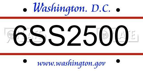 6SS2500 District Of Columbia License Plate