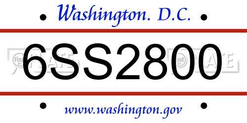 6SS2800 District Of Columbia License Plate