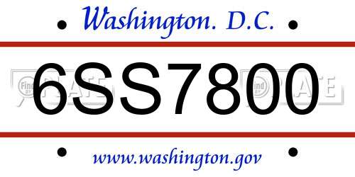 6SS7800 District Of Columbia License Plate