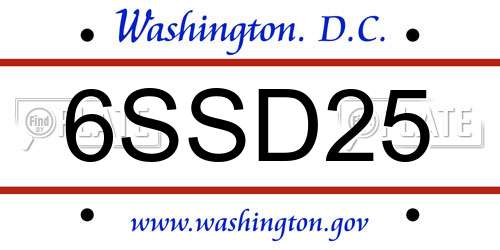 6SSD25 District Of Columbia License Plate