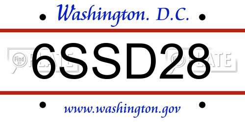 6SSD28 District Of Columbia License Plate