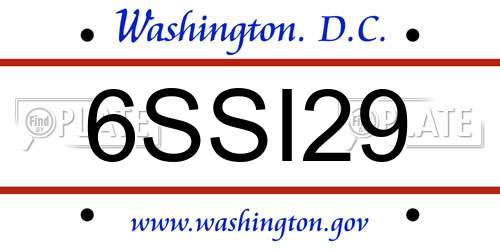 6SSI29 District Of Columbia License Plate