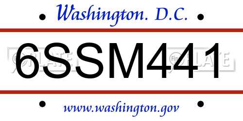 6SSM441 District Of Columbia License Plate