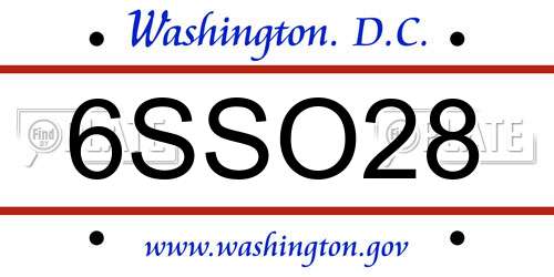 6SSO28 District Of Columbia License Plate