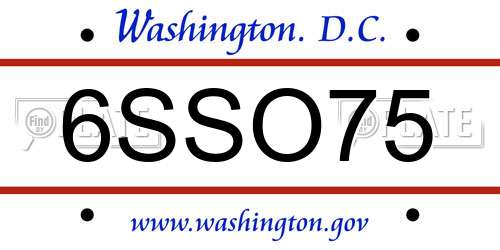 6SSO75 District Of Columbia License Plate