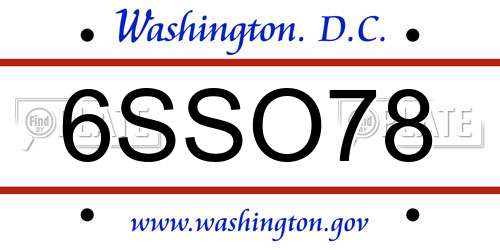 6SSO78 District Of Columbia License Plate