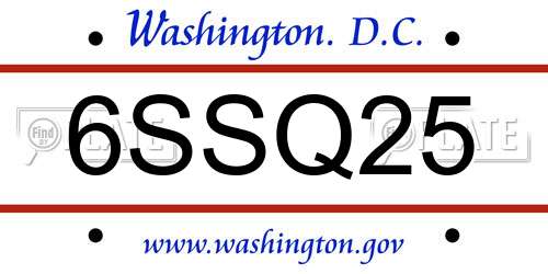 6SSQ25 District Of Columbia License Plate