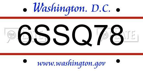 6SSQ78 District Of Columbia License Plate