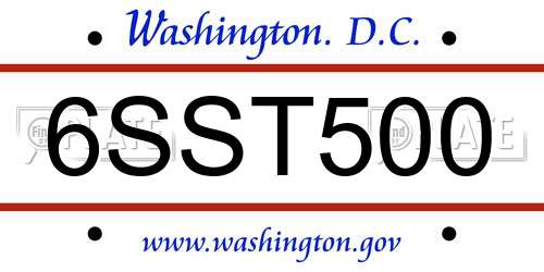 6SST500 District Of Columbia License Plate