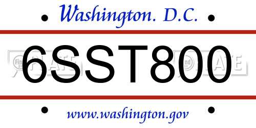 6SST800 District Of Columbia License Plate