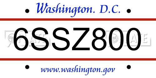 6SSZ800 District Of Columbia License Plate