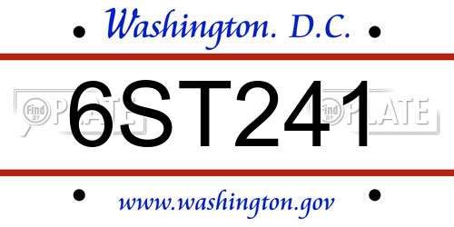 6ST241 District Of Columbia License Plate