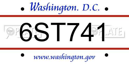 6ST741 District Of Columbia License Plate